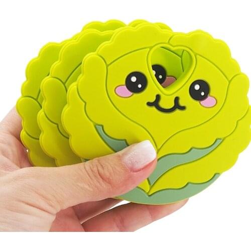 Chenkai 10PCS Silicone Cabbage Teether Baby Teething BPA Free Sensory Pacifier DIY Infant Necklace Pendant Teething Chewing Toy