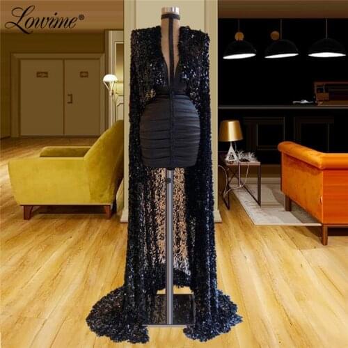 Black Two Pieces Women Party Dresses Custom Made Hot Sexy Sequins Graduation Party Dress African Plus Evening Gown 2021 Vestidos