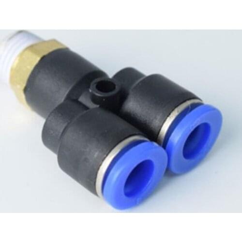Black Plastic Pneumatic Fitting Y Type Three-way Thread 4 6 8 10 12 16mm Hose OD Thread 3 Way Connector