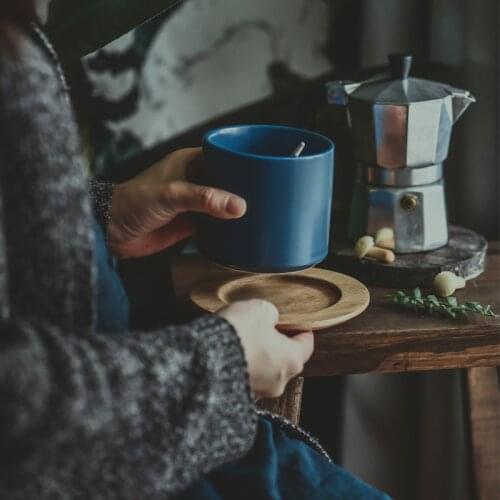 INS European Style Wooden Durable Heat-Resistant Round Snack Fruit Tea Coffee Cup Mat Home Coffee Mug Snack Plate Accessories