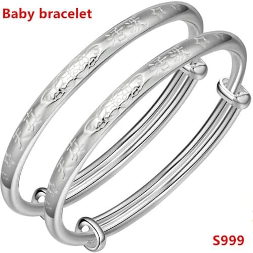 High Jewelry 100% Silver Chinese Ethnic Style Baby Bracelet Girl Boy Gift Child Silver Bracelet