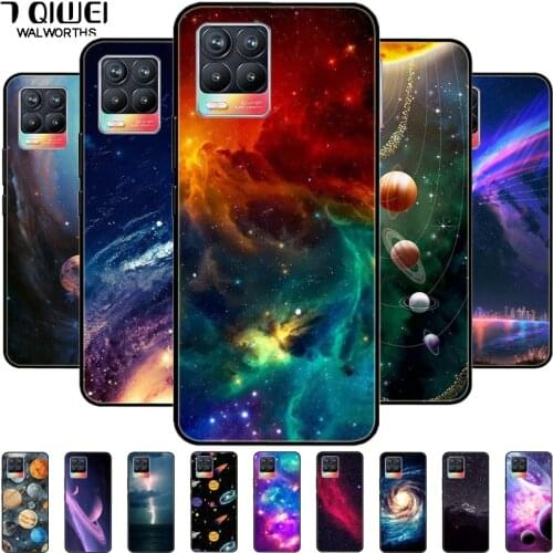 For Realme 8 Pro Case Black Silicone Soft Space Back Cover for Realme 8 Phone Case TPU Realme8 Global 6.4'' Bumper Realme 8Pro