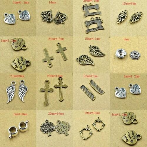 FLTMRH 10PCS 7*10mm Mixed Antique Silver Color European Bracelets Charm Pendants Fashion Jewelry Making Findings DIY Charms