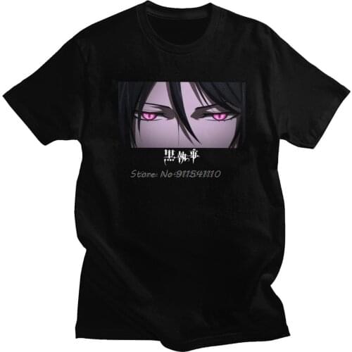 Black Butler Sebastian Michaelis Devil Eye T Shirt Men Cotton T-shirt Short Sleeves Japan Harajuku Anime Tshirt Manga Tee Tops
