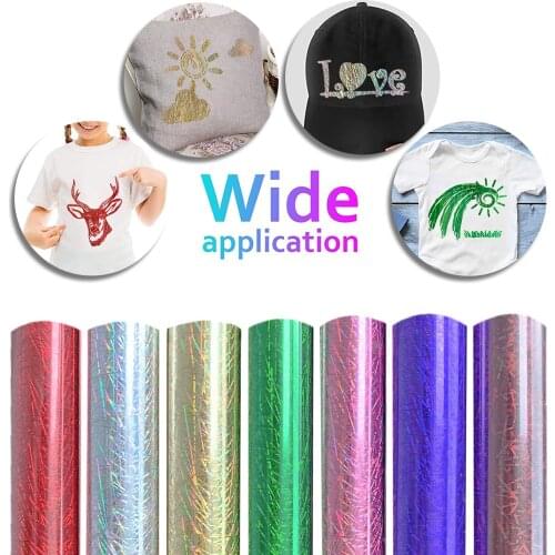 30x25cm Holographic Self Adhesive Vinyl Roll For Cricut Decal Diy Stickers Heat Thermal Decorative Films Textiles Press T-shirt