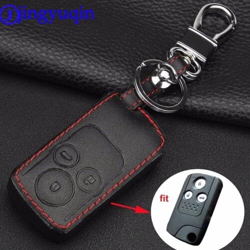 Jingyuqin Remote 3 Buttons Leather Car Key Case Cover Styling For Honda Accord