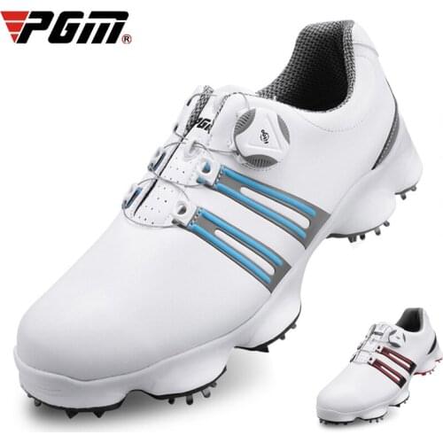 Men Automatic Knob Golf Shoes Leather Waterproof Breathable Sneakers Anti-Skid Spiked Training Sport Shoes High Quality