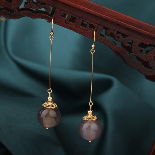 Summer Vintage Simple Delicate 2 color long Drop earrings Ethnic Red Chinese style Jewelry for women