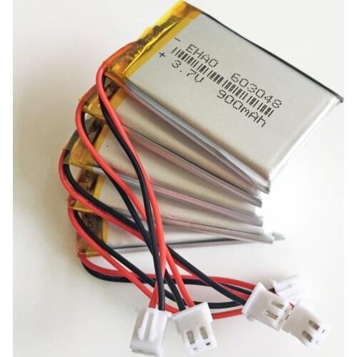 Lot 10 pcs 3.7V 900mAh LiPo Lithium Polymer Rechargeable Battery JST XHR 2.54mm 2pin 603048 For Mp3 GPS bluetooth camera speaker