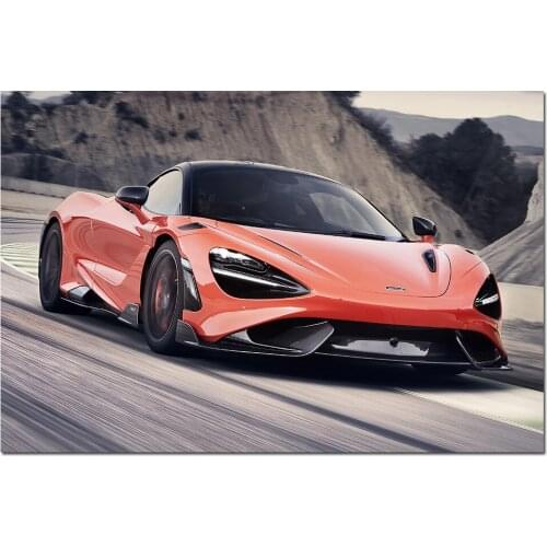 Mclaren 765LT Orange Supercar Poster Print for Home Decor Wall Art Picture For Living Room Decor Canvas Painting