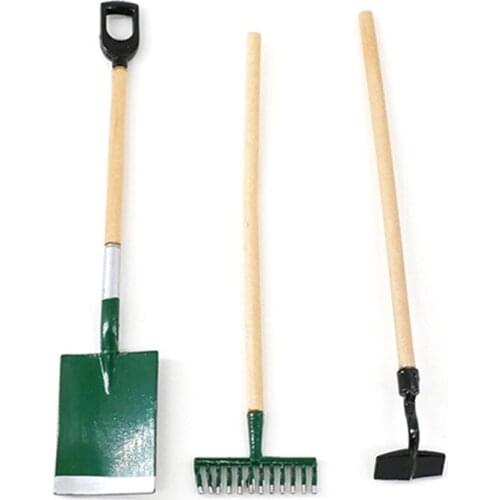 1/12 Scale Mini Shovel Rake Garden Tools Model Dollhouse Miniature Accessories G6DB