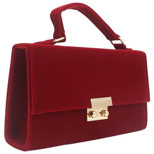 1Pcs Fashion Simple Velvet Clutch Bag Pure Color Ladies'Lock-and-Button Hand-held Dinner Pack For Women Wedding Clutches