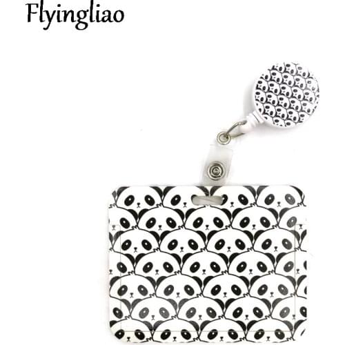 Panda Anime Fashion Women Card Holder Lanyard Colorful Retractable Badge Reel Nurse Doctor Student Exhibition ID Card Clip Badge