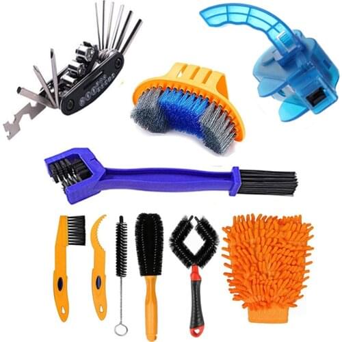 Bike Cleaning Kit Bicycle Chain Cleaner Clean Tire Brush Road MTB Cycling Cleaning Gloves Kits Cleaners Tool for Mountain, City