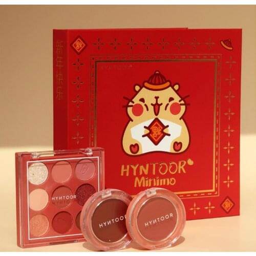 HYNTOOR Brand Minimo Limite New Year Makeup Set 1Set=1pcs Eyeshadow Palette +2pcs Blush Matte Shimmer Powder Cream Cosmetics