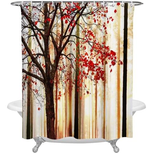 Autumn Abstract Woodland Fallen Leaves Shower Curtain Waterproof Polyester Fabric Shower Curtains Home Decor Curtain with Hook