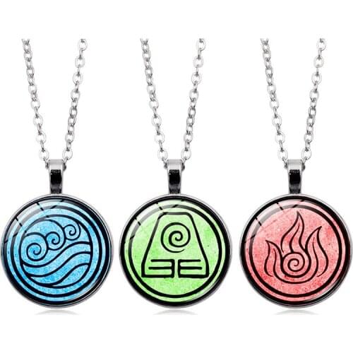 Avatar The Last Airbender Necklace for Women Jewelry Air Nomad Fire and Water Tribe Dome Glass Pendant Chain Necklace Men Gifts