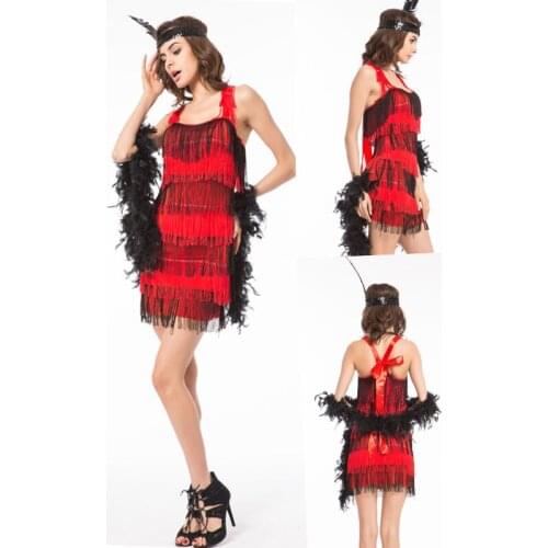 Real Photo Adult Womans Fringe Style 1920s Flapper Girl Fancy costume 5 colors size s-3xl women lady dance dress
