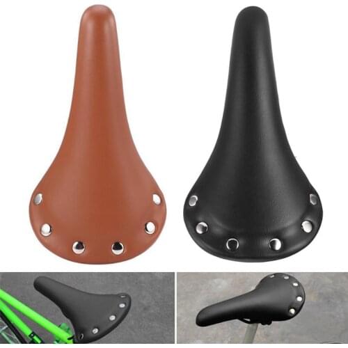 Retro Bicycle Saddle PU Leather Cycling Saddle Vintage Seat Custion Road Bike MTB Sport Saddle Classical Brown/Black Bike Seat