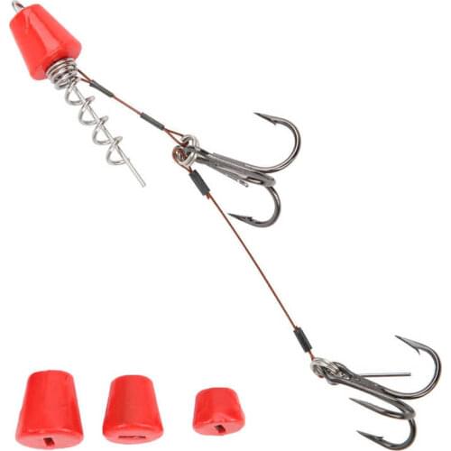 Fishing Rigs with Hook Set Fishing Screw Rig Double Fishhook With Pike Center Pin Shad Belly Stinger Steel Wire with Treble Hook