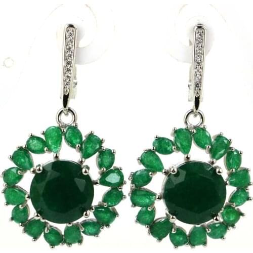 43x26mm Multi Color 8.9g Peridot Tanzanite Tourmaline CZ 925 Solid Sterling Silver Earrings