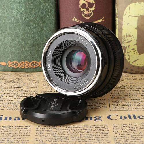 Brightin Star 25mm F1.8 Prime Lens Manual Focus Mirrorless Cameras Len for Canon EF-M Sony E Fuji X M4/3 Nikon Z Mount Camera