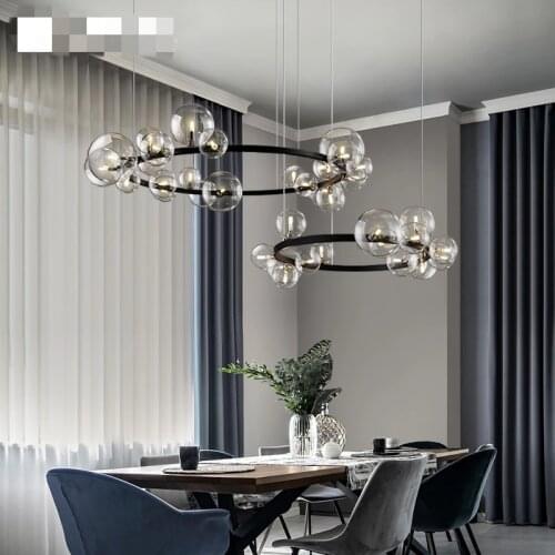 Nordic LED Chandeliers Lighting Living Room Dining Room Transparent Glass Led Hanglamp Restaurant Bar Home Decor Pendant Lamps