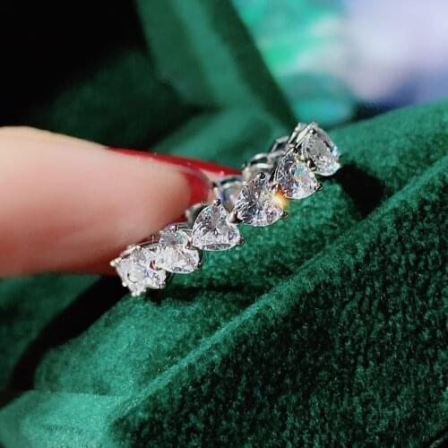 Vintage 100% 925 Sterling AAAAA Zircon Heart Single 3*5MM Rings For Women Fine Jewelry