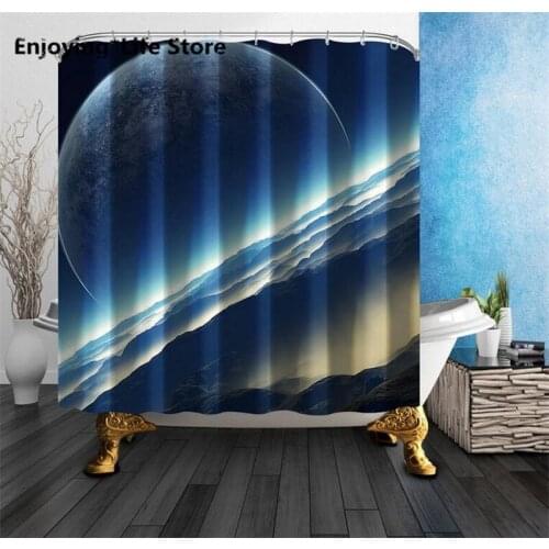 Mysterious Space Shower Curtain Waterproof Fabric Shower Curtain Bathroom Decoration 72 x 72 with 12 Hooks