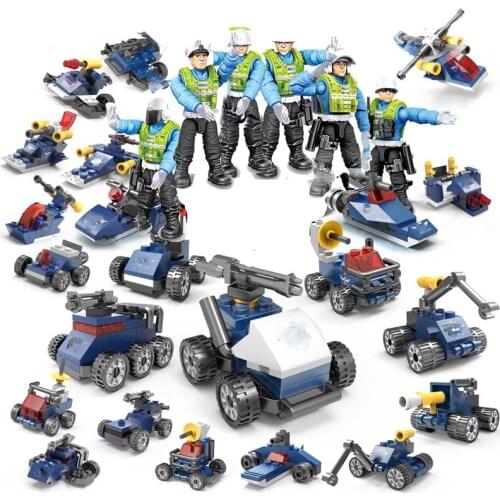 Military series City traffic police Mini DIY equipment accessories Soldier Weapon DIY model Building blocks Toys Gifts