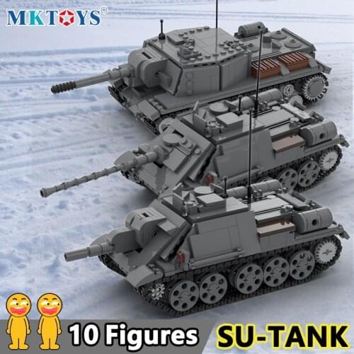 WW2 Soviet Union SU-155 Battle Tank Corps Building Blocks Set MOC Military SU-85 SU-122 Tank Bricks Technical Army Figures Toys