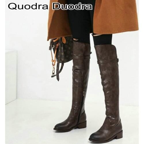 Women boots new winter/Autumn Loose Over the knee high boots buckle shoes cowgirl riding equestrian woman boots over knee high