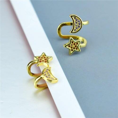 Women Gold Color Star Earrings for Women Micro Pave CZ Zircon Fake Piercing Small Girl Clip Ear Cuff Korean Earcuff Jewelry