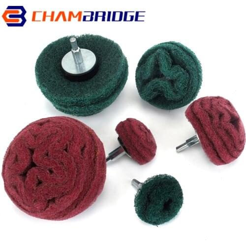 1Pcs 1/4" Shank Scouring Pad Grinding Head Nylon Fiber Polishing Wheel Grinder 2/3/4inch For Metal Polish Burring Rotary Drill