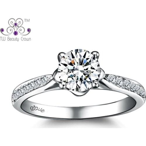 1 Pc Fashion Genuine 925 Sterling Silver Vintage 4 Claws Middle Finger White Cubic Zirconia Rings For Women Female Jewelry