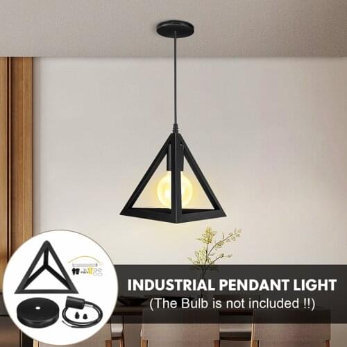 1Pc Retro Hollow Out Triangle Ceiling Lamp Bar Home Living Room Wall Hanging Pendant Night Light (Without Bulb)