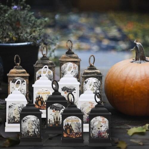 12pcs Retro Decorative Hanging Candle Lanterns Halloween Led Lights Halloween Pattern Party Holiday Decoration Home supplies