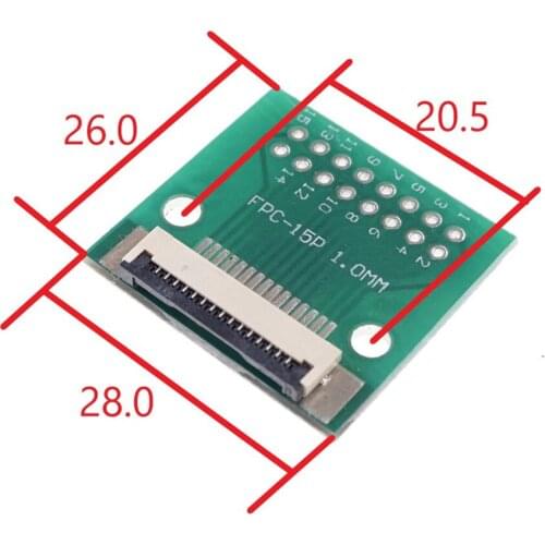 20 pcs FPC FFC 15 PIN 1.0 mm pitch Connector SMT Adapter to 2.54 mm Space 1.00 inch pitch through hole DIP PCB adapter solder