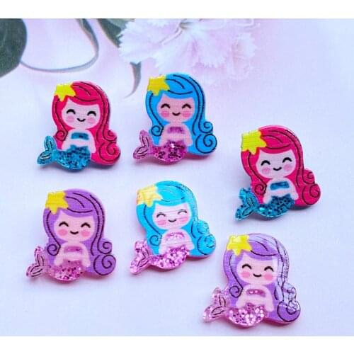 20Pcs Cute Mixed Mini Mermaid FlatBack Acrylic Cabochons Scrapbooking DIY Jewelry Craft Decoration Accessories H78