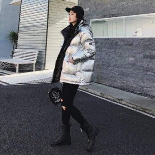 2021 Winter Down Jacket Woman Long Fashion Metal Color Down Parka Female Warm Loose Hooded Winter Down Overcoat Oversized 4XL