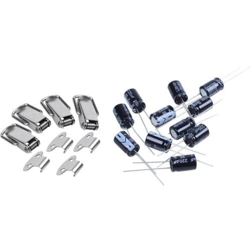4 Pcs Video Cabinet Silver Tone Spring Loaded Toggle Switch Latch Hasp&10 x 220UF 35V 105C Radial Electrolytic Capacitor 8X12mm