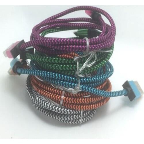 500pcs/lot 1M/3FT Aluminum alloy Braided Fabric 8pin Usb Sync Date Cable for iphone 7 6 6s plus for iphone 5 5s se