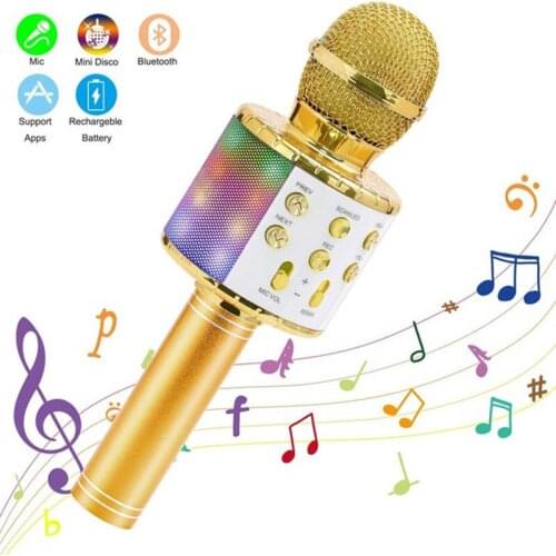 Wireless Bluetooth Karaoke Microphone Handheld Portable Karaoke Machine Home KTV Player With Led Light Singing Recorder Speakers
