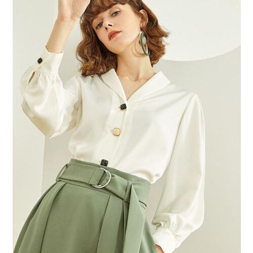 Blouse Women Shirt Fansilanen Chiffon White Female 2021 and Long Sleeve Business Wear V-neck Shirt Blusas Mujer De Moda