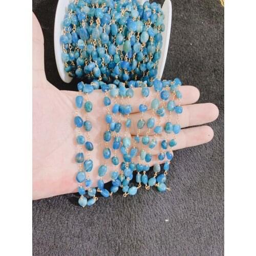 Beads gold chain,DIY chain,jewelry accessories,handmade apatite stone chain jewelry findings for bracelet necklace,5m/lot