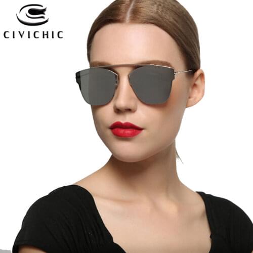CIVICHIC Cateye Sunglasses Women Fashion Mirror Coated Eyewear Outdoor UV400 Oculos De Sol Hipster Glasses Lunettes Soleil E248