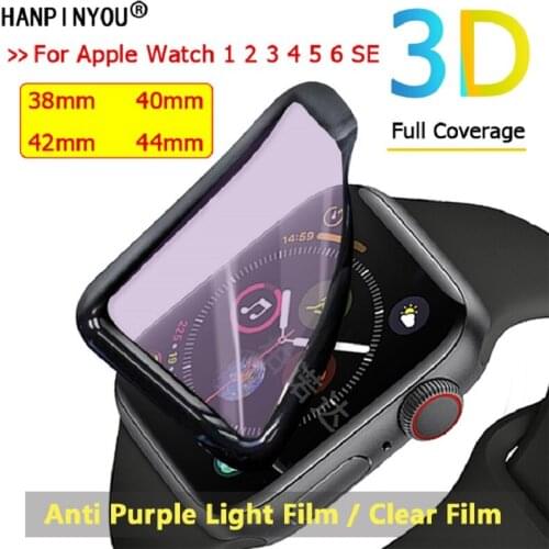 For Apple Watch Series 1 2 3 4 5 6 SE 40mm 44mm 38mm 42mm Full Cover 3D Curved Plating Soft Film Screen Protector -Not Glass