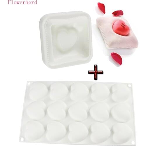 2pcs Heart Pillow Mousse Cake Mold 3d Silicone Mold Fondant Tools Diy Chocolate Mold Handmade Soap Mold Cake Decorating Tools