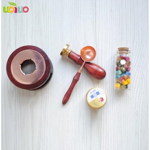 Custom seal for envelope,Retro Sealing Wax Furnace Stove Pot Wood Handle Sealing Wax Spoon, craft Gift