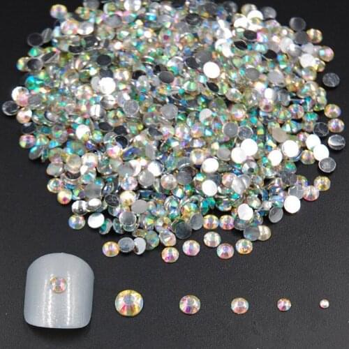 Hot 2-5MM Mixed Sizes 2000pcs Crystal Clear AB Acrylic Rhinestones Manicure DIY 3D Nail Art Tips Guides Stickers Stencil Strip